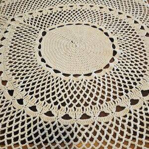 Handmade Crochet Throw Blanket in Cream